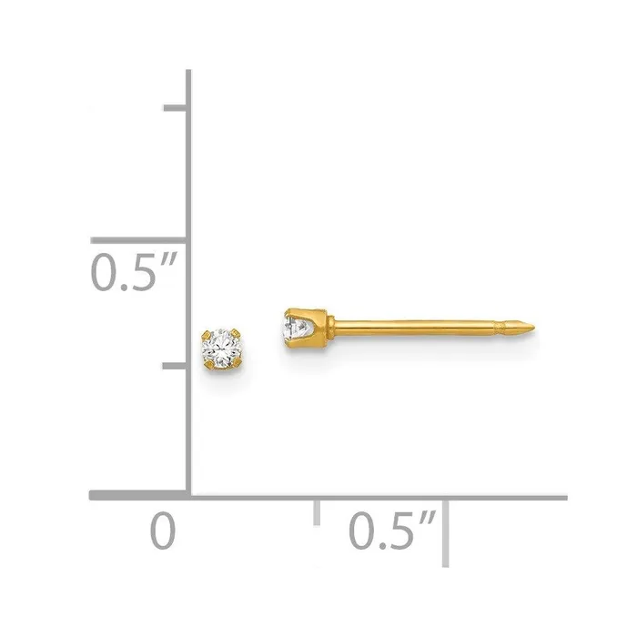 Jewelry Inverness 24k Plated 2mm CZ Post Earrings Earrings Jewelry Inverness 24k Plated 2mm CZ Post Earrings Earrings