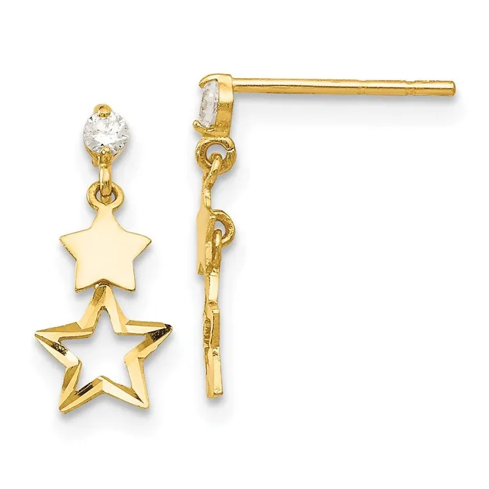 Jewelry Madi K Kids 14k CZ Polished Star Post Dangle Earrings Earrings