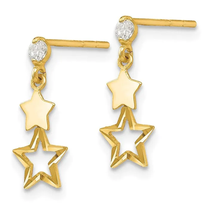 Jewelry Madi K Kids 14k CZ Polished Star Post Dangle Earrings Earrings Jewelry Madi K Kids 14k CZ Polished Star Post Dangle Earrings Earrings