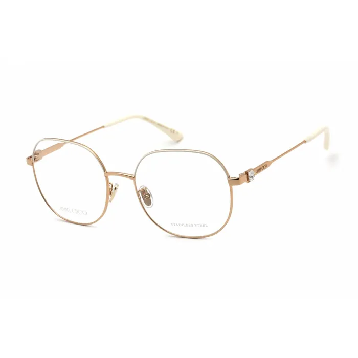 Jimmy Choo PreStyled Sets Jimmy Choo Womens Eyeglasses Full Rim Ivory Gold Round Frame JC 305G 0IJS 00 Jimmy Choo PreStyled Sets Jimmy Choo Womens Eyeglasses Full Rim Ivory Gold Round Frame JC 305G 0IJS 00