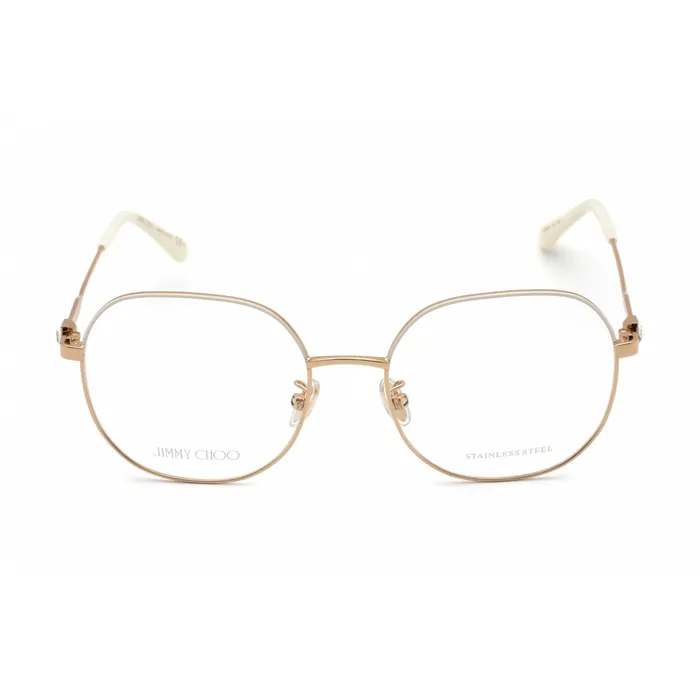 Jimmy Choo PreStyled Sets Jimmy Choo Womens Eyeglasses Full Rim Ivory Gold Round Frame JC 305G 0IJS 00