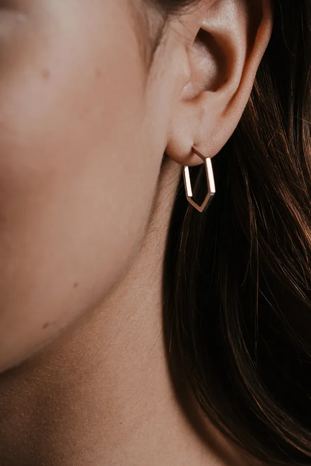Kty Earrings Hexagon Earrings Silver