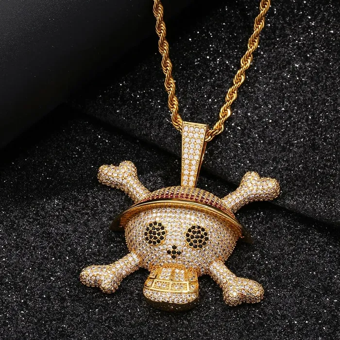 King Crossbone Pirate Skull Pendant VVS Jewelry Necklaces
