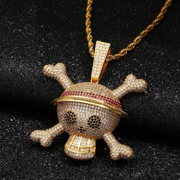 King Crossbone Pirate Skull Pendant VVS Jewelry Necklaces