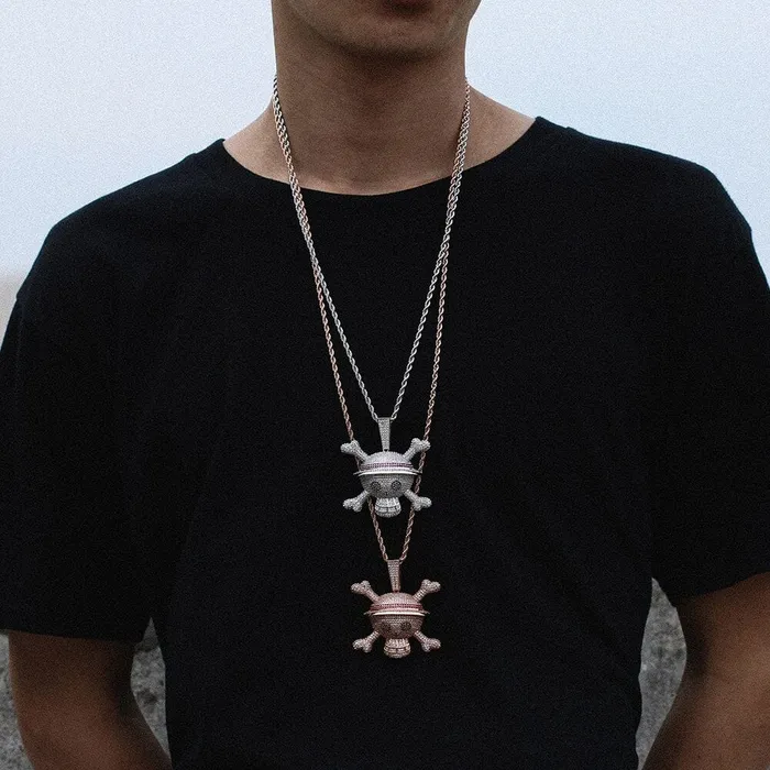 King Crossbone Pirate Skull Pendant VVS Jewelry Necklaces