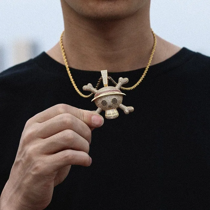 King Crossbone Pirate Skull Pendant VVS Jewelry Necklaces