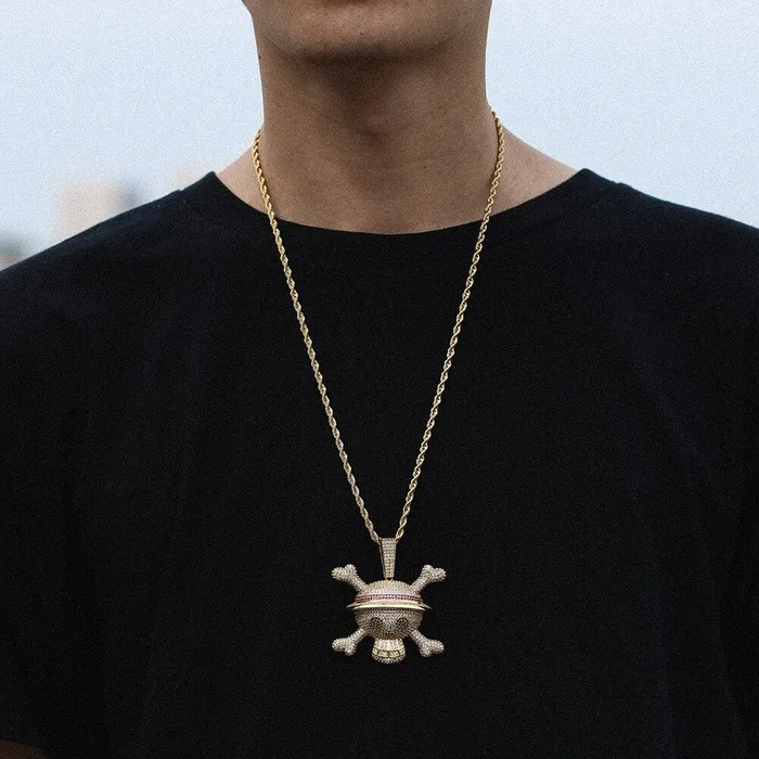 King Crossbone Pirate Skull Pendant VVS Jewelry Necklaces
