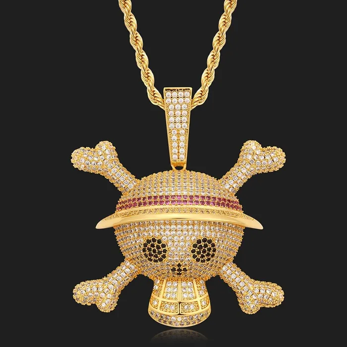 King Crossbone Pirate Skull Pendant VVS Jewelry Necklaces