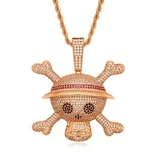 King Crossbone Pirate Skull Pendant VVS Jewelry Necklaces