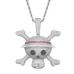 King Crossbone Pirate Skull Pendant VVS Jewelry Necklaces