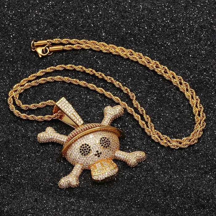 King Crossbone Pirate Skull Pendant VVS Jewelry Necklaces