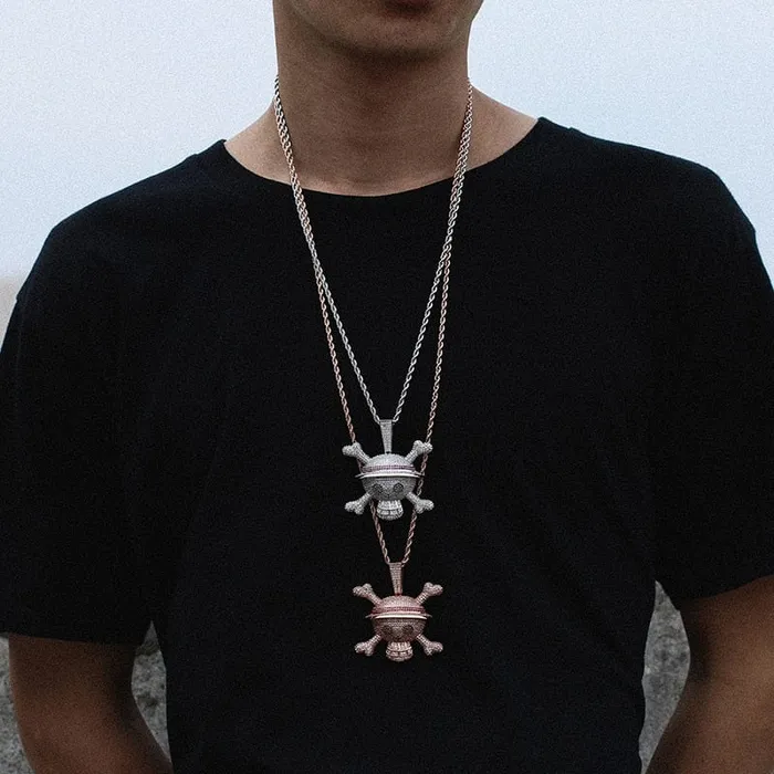 King Crossbone Pirate Skull Pendant VVS Jewelry Necklaces
