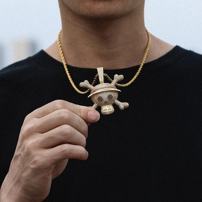 King Crossbone Pirate Skull Pendant VVS Jewelry Necklaces