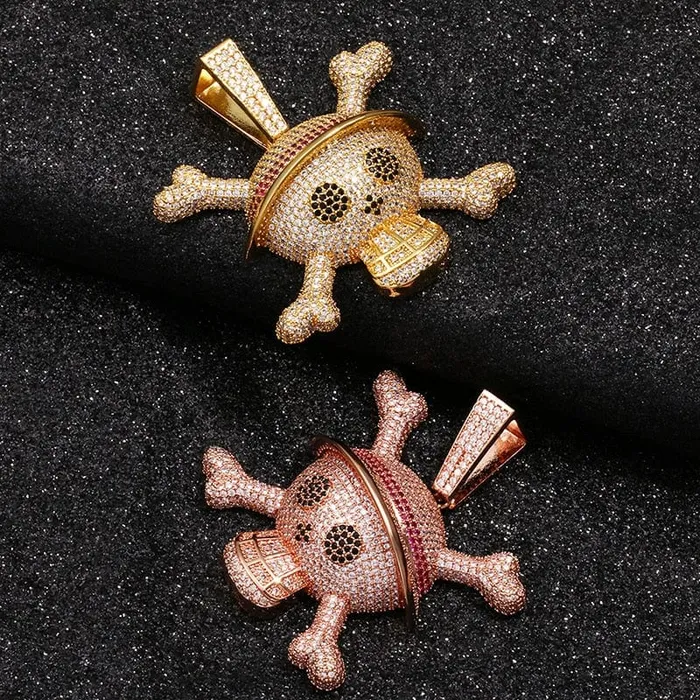 King Crossbone Pirate Skull Pendant VVS Jewelry Necklaces
