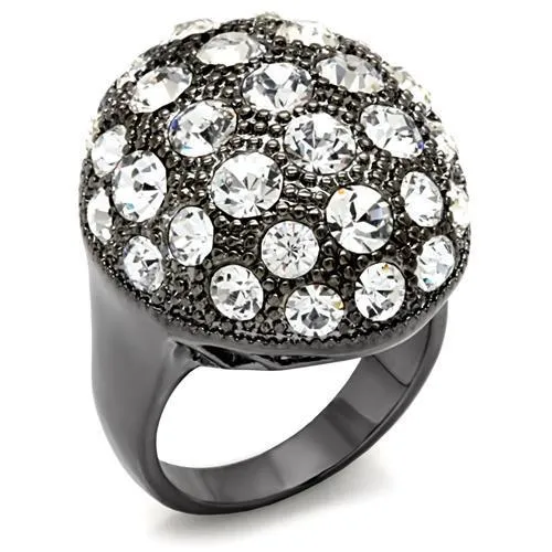 LO1612 TIN Cobalt Black Brass Ring with Top Grade Crystal in Clear Alamode Rings LO1612 TIN Cobalt Black Brass Ring with Top Grade Crystal in Clear Alamode Rings