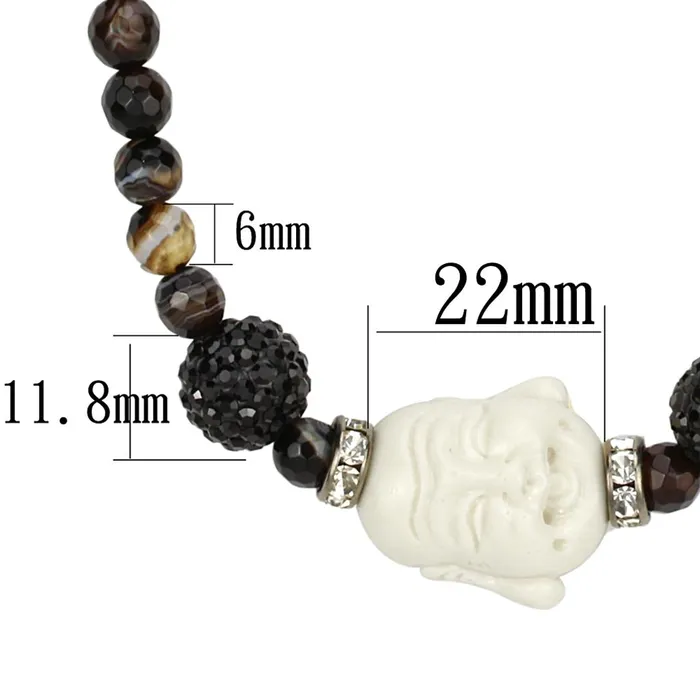 LO3814 Ruthenium Brass Necklace with Synthetic Glass Bead in Multi Color Alamode Necklaces