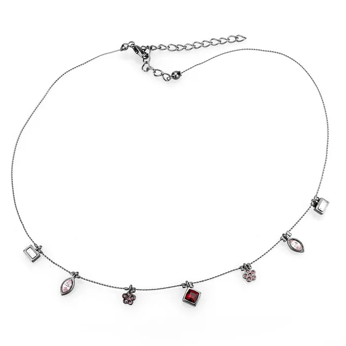 LO4729 Ruthenium White Metal Necklace with Top Grade Crystal in Multi Color Alamode Necklaces LO4729 Ruthenium White Metal Necklace with Top Grade Crystal in Multi Color Alamode Necklaces