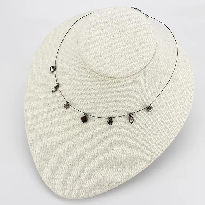LO4729 Ruthenium White Metal Necklace with Top Grade Crystal in Multi Color Alamode Necklaces