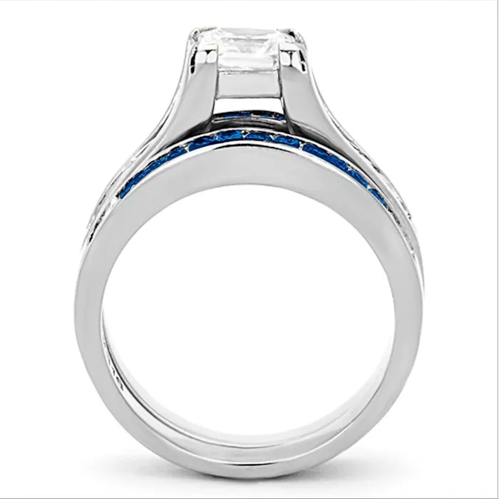 LOA1363 High polished no plating Stainless Steel Ring with AAA Grade CZ in Multi Color Alamode Rings