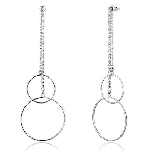 LOAS1067 HighPolished 925 Sterling Silver Earrings with Top Grade Crystal in Clear Alamode Earrings LOAS1067 HighPolished 925 Sterling Silver Earrings with Top Grade Crystal in Clear Alamode Earrings