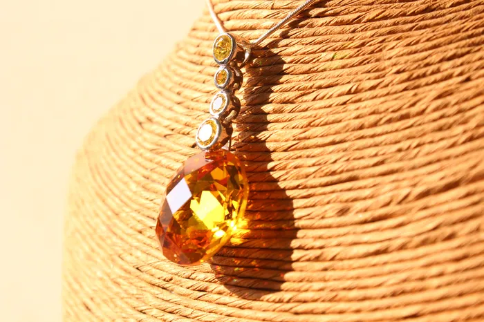 LOAS1388 14 K Gold tone 925 Sterling Silver Chain Pendant with AAA Grade CZ in Yellow Alamode Necklaces LOAS1388 14 K Gold tone 925 Sterling Silver Chain Pendant with AAA Grade CZ in Yellow Alamode Necklaces