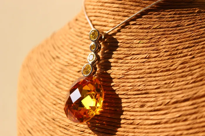 LOAS1388 14 K Gold tone 925 Sterling Silver Chain Pendant with AAA Grade CZ in Yellow Alamode Necklaces