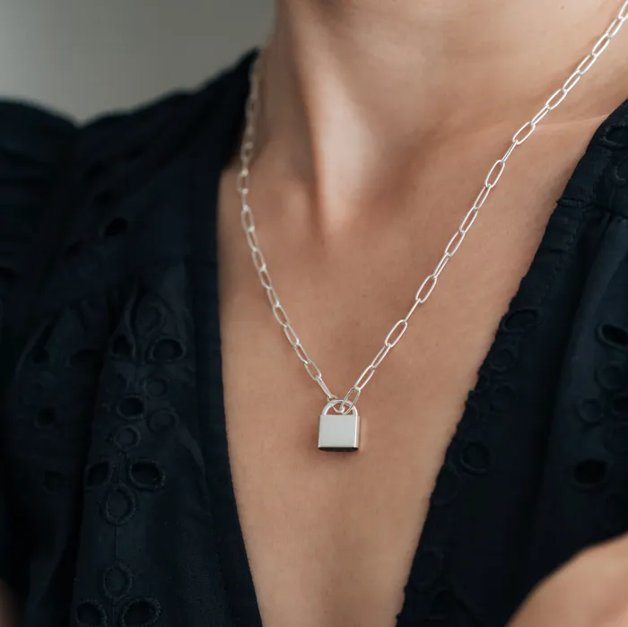 Lock Cremation Necklace in Sterling Silver closebymejewelry Necklaces