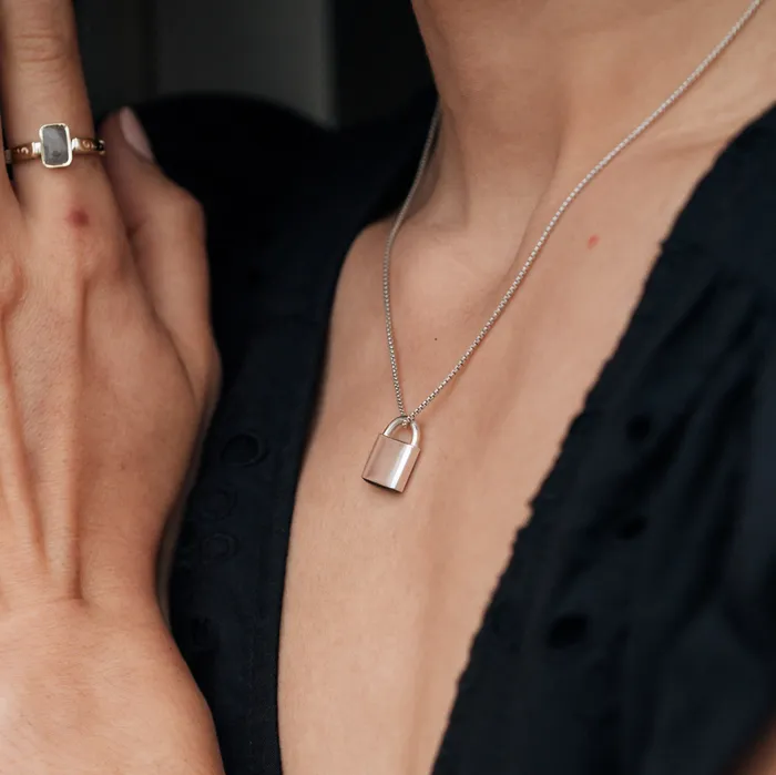 Lock Cremation Necklace in Sterling Silver closebymejewelry Necklaces