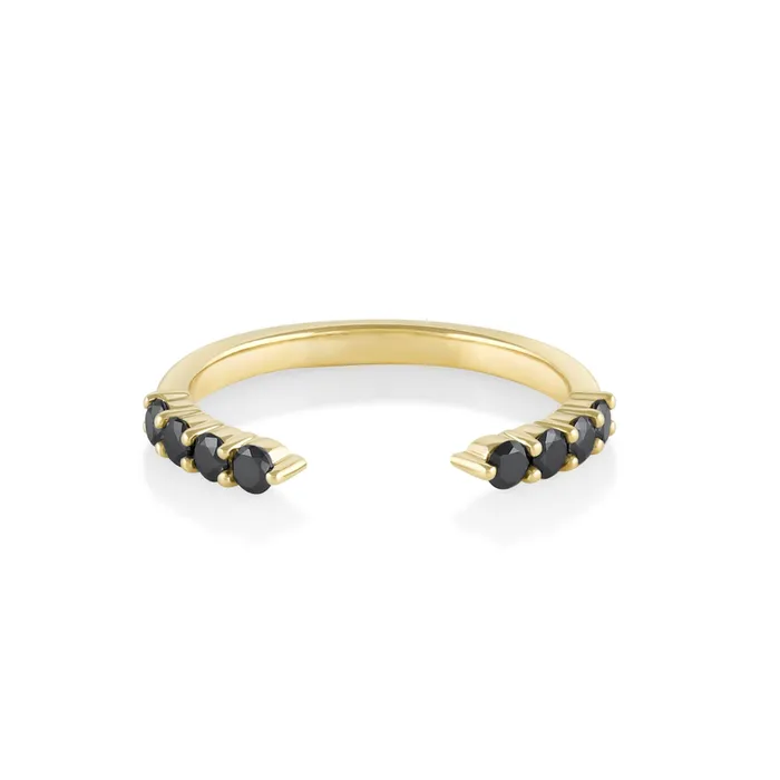 Marrow Fine Black Diamond Cosmic Light Open Shank Band Rings