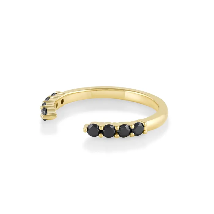 Marrow Fine Black Diamond Cosmic Light Open Shank Band Rings
