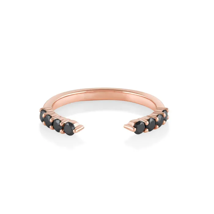 Marrow Fine Black Diamond Cosmic Light Open Shank Band Rings