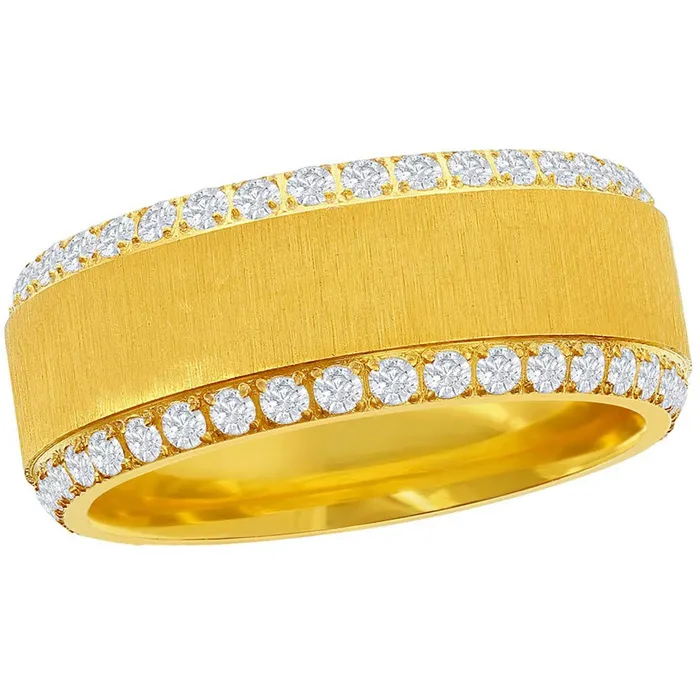 Mens Ring Gold Steel Double Row CZ Eternity Band Size 9 SW21099 Classic Rings Mens Ring Gold Steel Double Row CZ Eternity Band Size 9 SW21099 Classic Rings