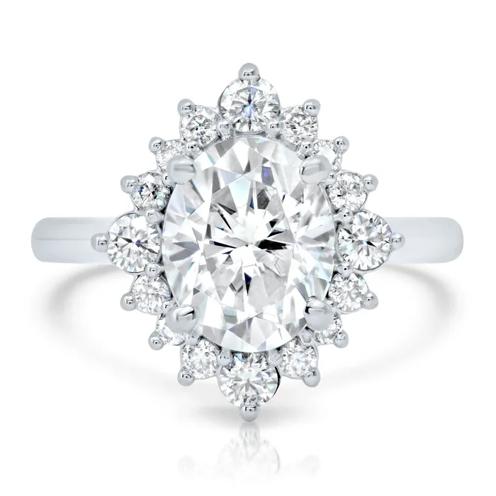 Mixed Size Diamond Halo Engagement Ring Setting deBebians Rings