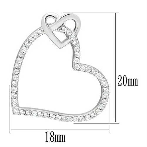 Necklaces Alamode TS060 Rhodium 925 Sterling Silver Necklace with AAA Grade CZ in Clear