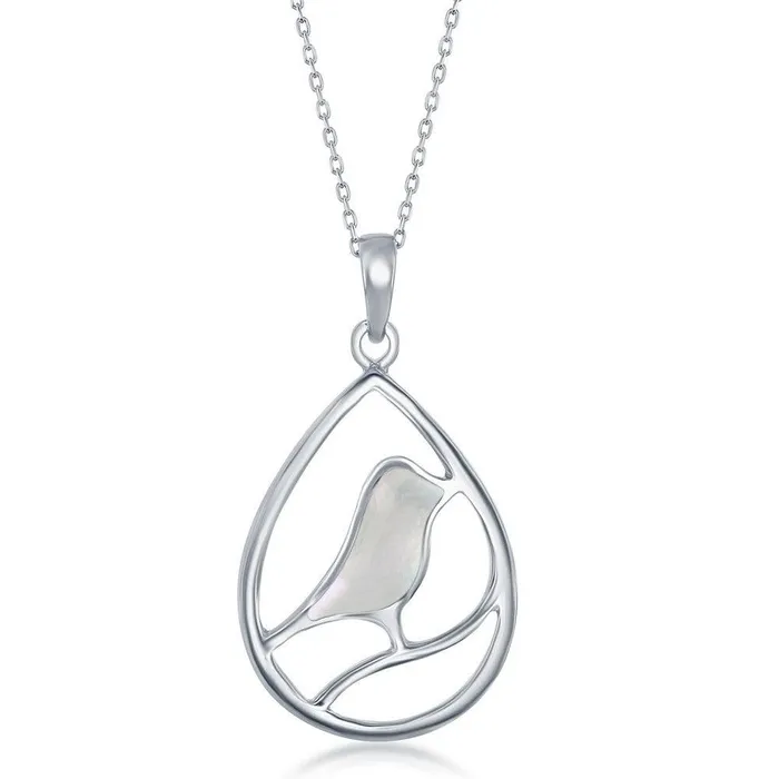 Necklaces Classic Sterling Silver Bird Pearshaped Pendant MOP