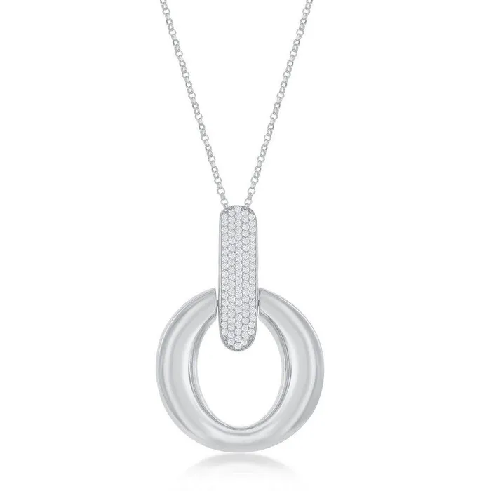 Necklaces Classic Sterling Silver DoorKnocker Pave Pendant Chain
