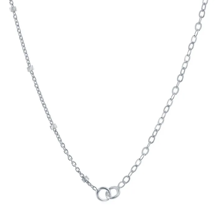 Necklaces Classic Womens Chain Silver Half Cable and Beads Design 18 Inch Q575418 Necklaces Classic Womens Chain Silver Half Cable and Beads Design 18 Inch Q575418