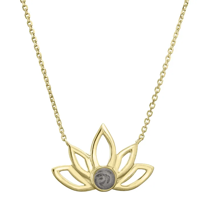 Necklaces closebymejewelry Lotus Flower Cremation Necklace in 14K Yellow Gold