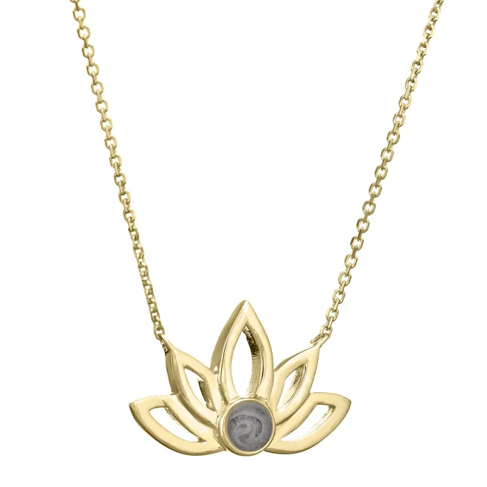 Necklaces closebymejewelry Lotus Flower Cremation Necklace in 14K Yellow Gold
