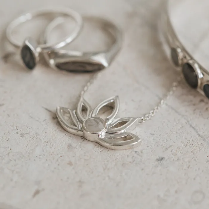 Necklaces closebymejewelry Lotus Flower Cremation Necklace in 14K Yellow Gold