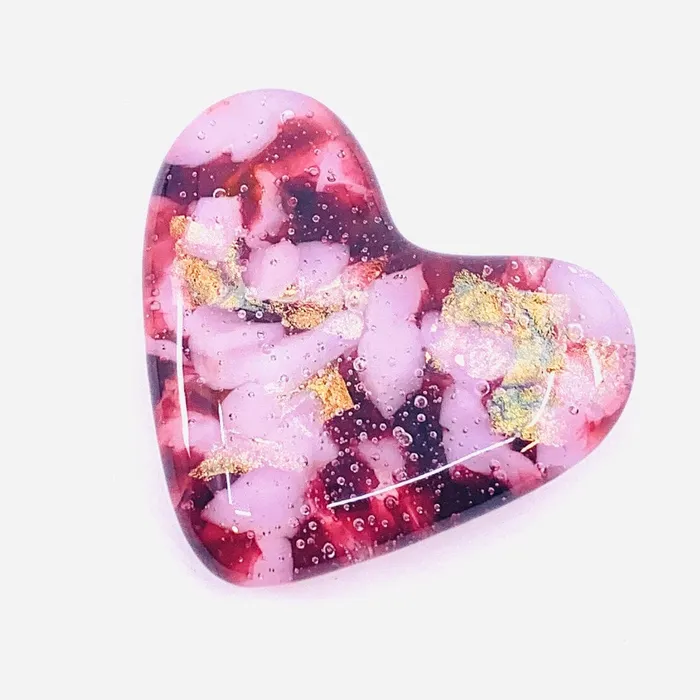 Necklaces Jean Fused Glass Birthstone Pocket Heart Tourmaline