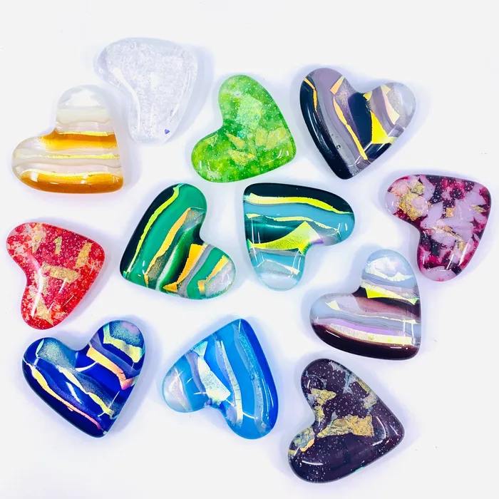 Necklaces Jean Fused Glass Birthstone Pocket Heart Tourmaline
