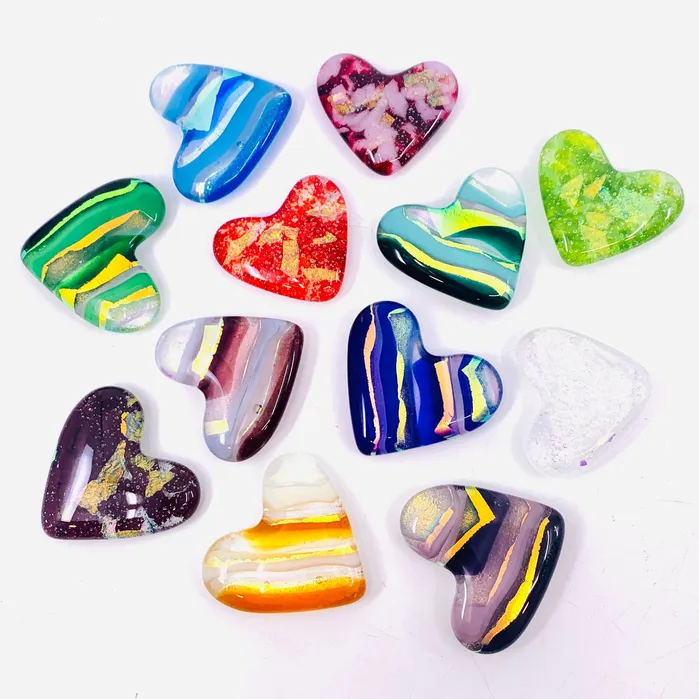 Necklaces Jean Fused Glass Birthstone Pocket Heart Tourmaline