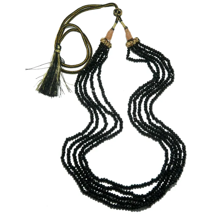 Necklaces Satin Crystals Spinel Necklace Black Empress Gem Faceted 5Strand