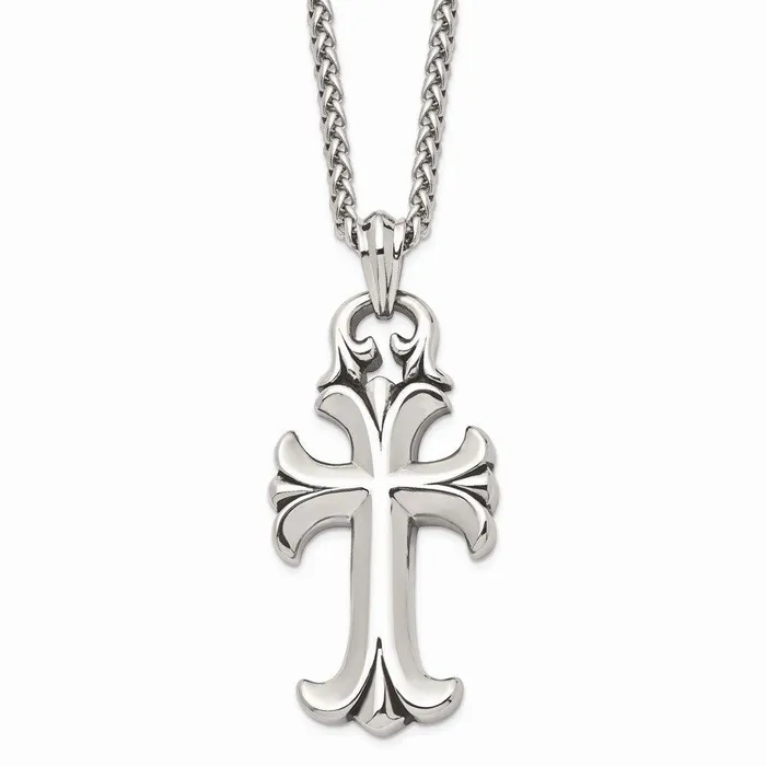 Necklaces Stainless Steel Antiqued Cross Necklace Chisel
