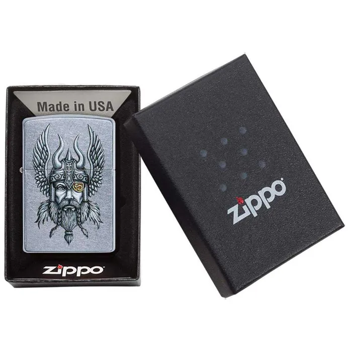 Necklaces Zippo Zippo Windproof Lighter Viking Warrior Design Street Chrome Finish 29871