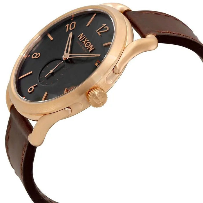 Nixon Mens Quartz Watch C45 Rose Gold Case Brown Leather Strap A4651890 NIXON Watches Nixon Mens Quartz Watch C45 Rose Gold Case Brown Leather Strap A4651890 NIXON Watches