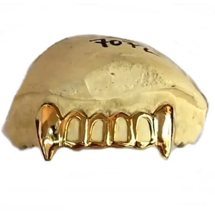 Real 10K Gold FourOpen Vampire Fang Custom Grillz Bling Cartel Admin Rings