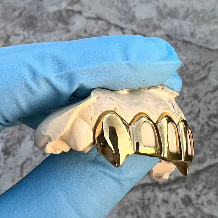Real 10K Gold FourOpen Vampire Fang Custom Grillz Bling Cartel Admin Rings