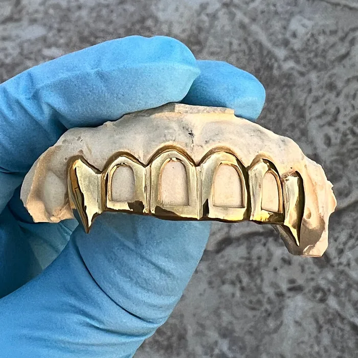 Real 10K Gold FourOpen Vampire Fang Custom Grillz Bling Cartel Admin Rings